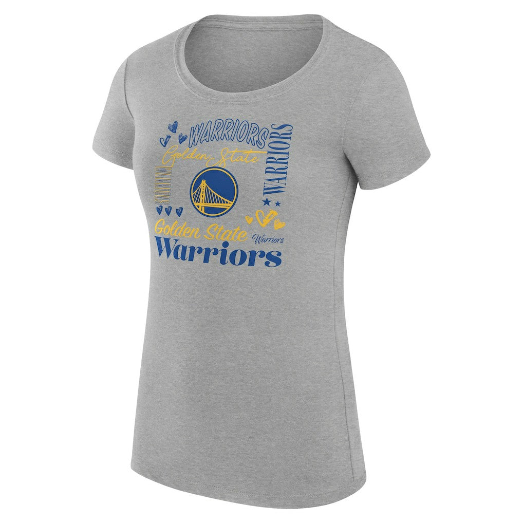 Golden State Warriors G-III 4Her by Carl Banks Women's Super-Slim Fit Lightweight Team Name Collage Graphic T-Shirt Heather Gray
