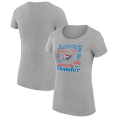 Oklahoma City Thunder G-III 4Her by Carl Banks Women's Super-Slim Fit Lightweight Team Name Collage Graphic T-Shirt Heather Gray