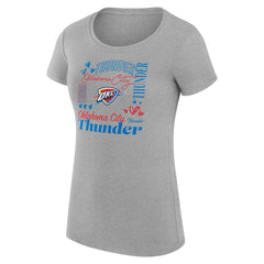 Oklahoma City Thunder G-III 4Her by Carl Banks Women's Super-Slim Fit Lightweight Team Name Collage Graphic T-Shirt Heather Gray