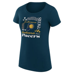Indiana Pacers G-III 4Her by Carl Banks Women's Super-Slim Fit Lightweight Team Name Collage Graphic T-Shirt Navy