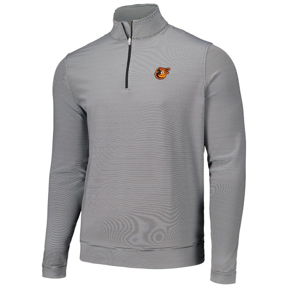 Baltimore Orioles Peter Millar Perth Sugar Stripe Performance Quarter-Zip Top - Black Tops