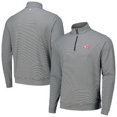 Cincinnati Reds Peter Millar Perth Sugar Stripe Performance Quarter-Zip Top - Black Tops