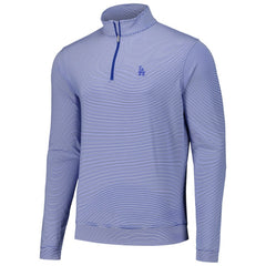 Los Angeles Dodgers Peter Millar Perth Sugar Stripe Performance Quarter-Zip Top - Royal Tops
