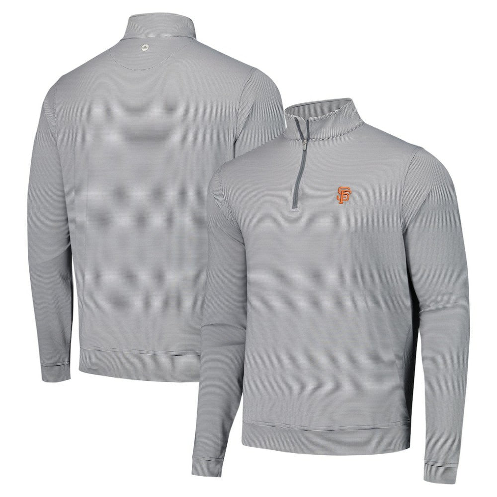 San Francisco Giants Peter Millar Perth Sugar Stripe Performance Quarter-Zip Top - Black Tops