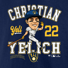 Christian Yelich Milwaukee Brewers Fanatics Hometown Caricature T-Shirt - Navy T-shirts