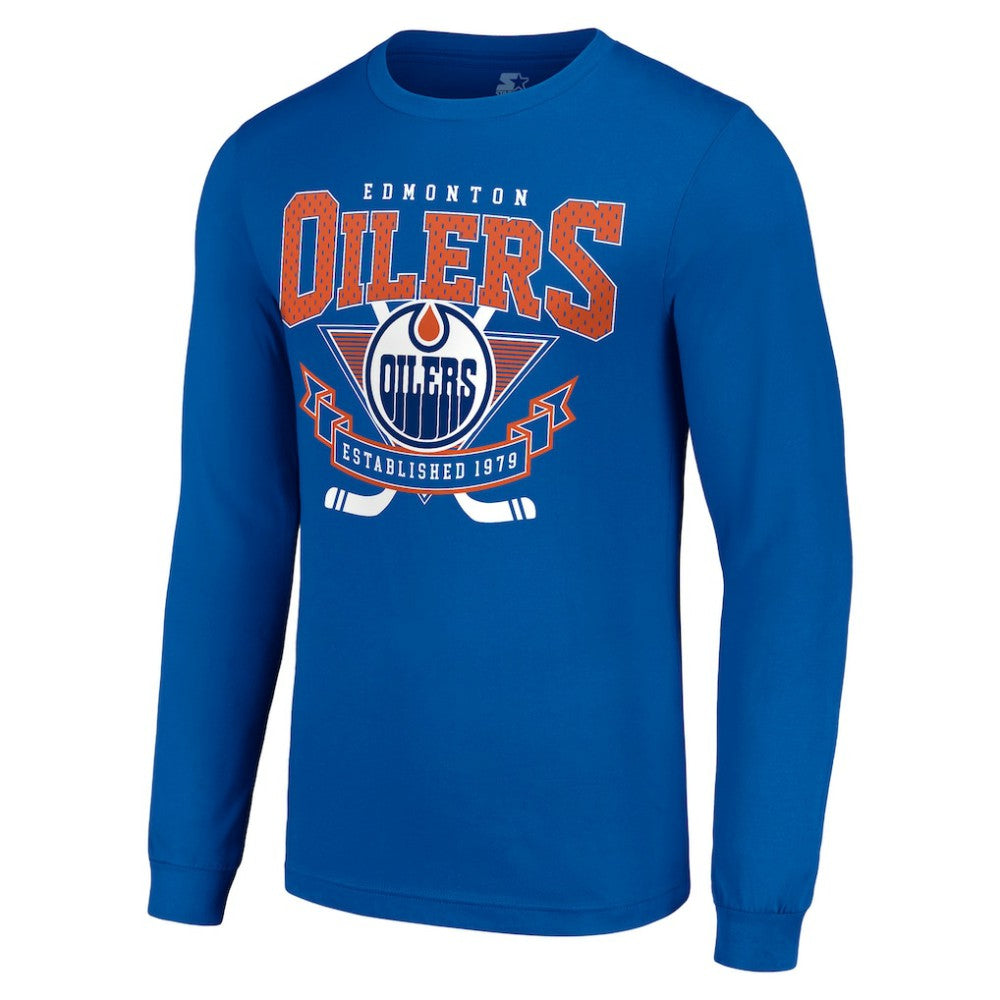 NHL Edmonton Oilers Starter Team Logo Graphic Long Sleeve T-Shirt - Royal
