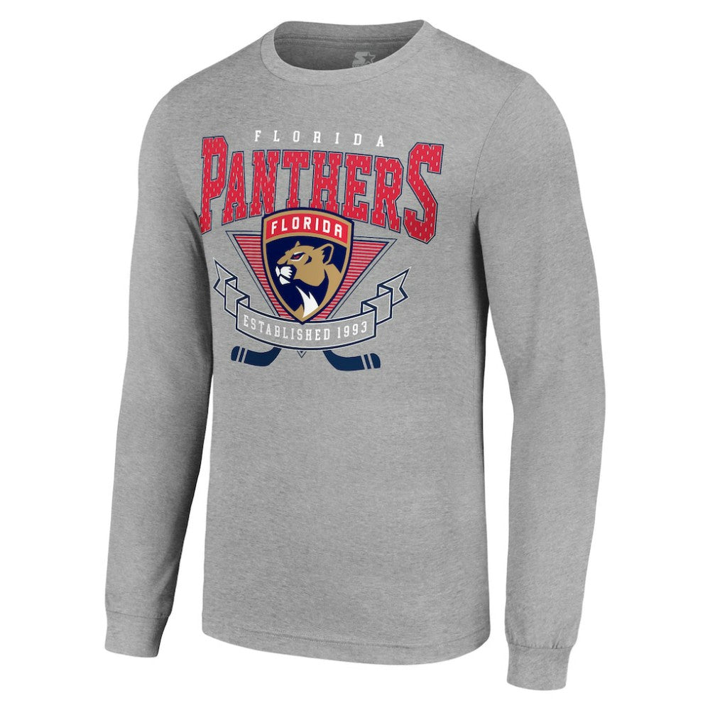 NHL Florida Panthers Starter '80s Inspired Team Logo Long Sleeve T-Shirt - Heather Gray