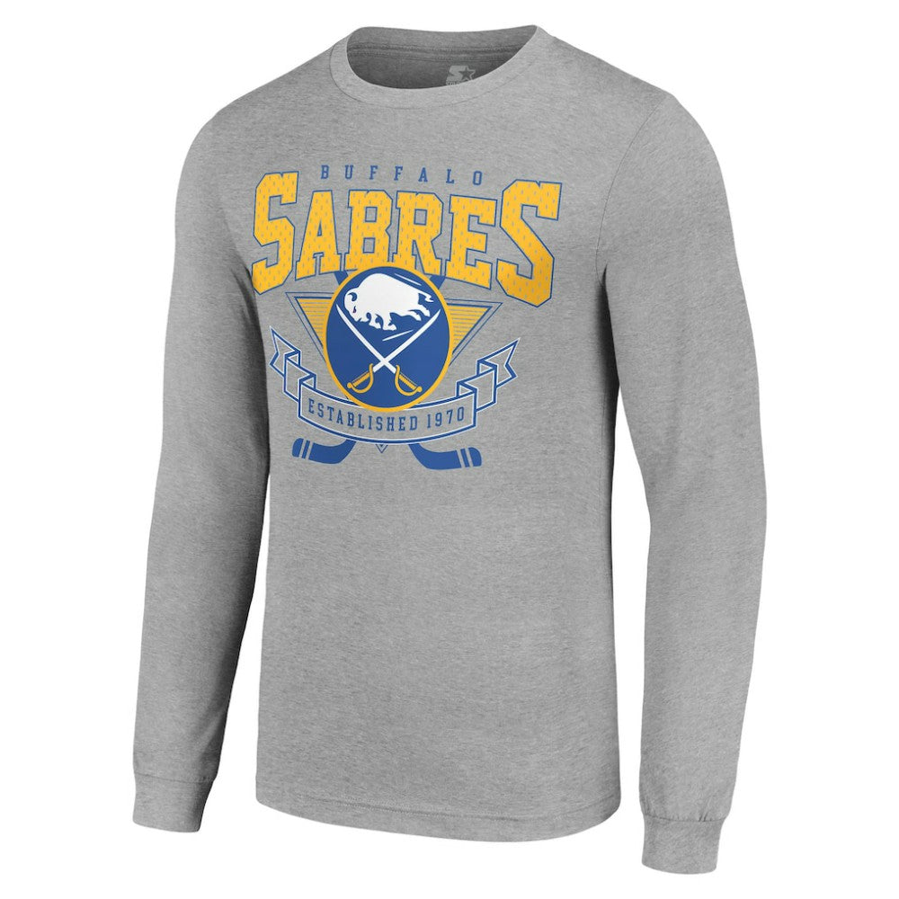 NHL Buffalo Sabres Starter '80s Inspired Team Logo Long Sleeve T-Shirt - Heather Gray