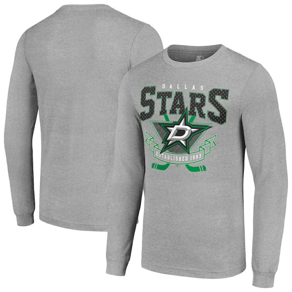 NHL Dallas Stars Starter '80s Inspired Team Logo Long Sleeve T-Shirt - Heather Gray