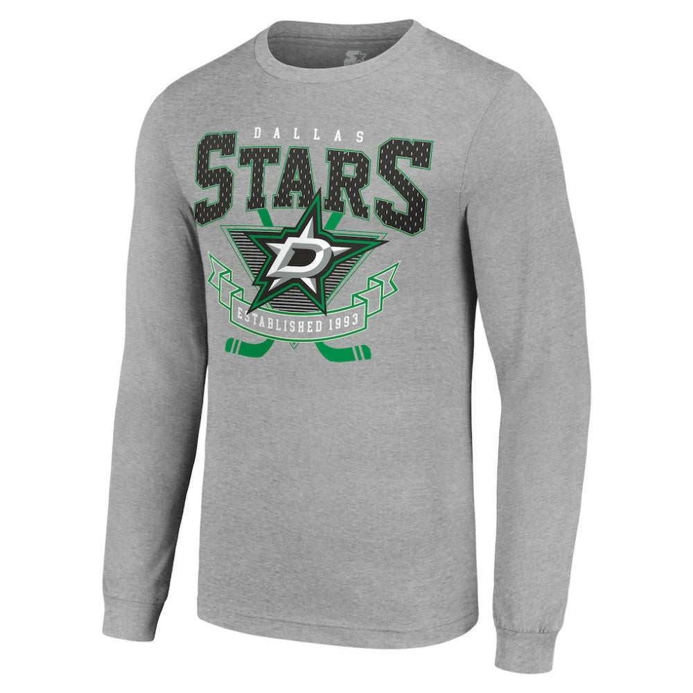 NHL Dallas Stars Starter '80s Inspired Team Logo Long Sleeve T-Shirt - Heather Gray