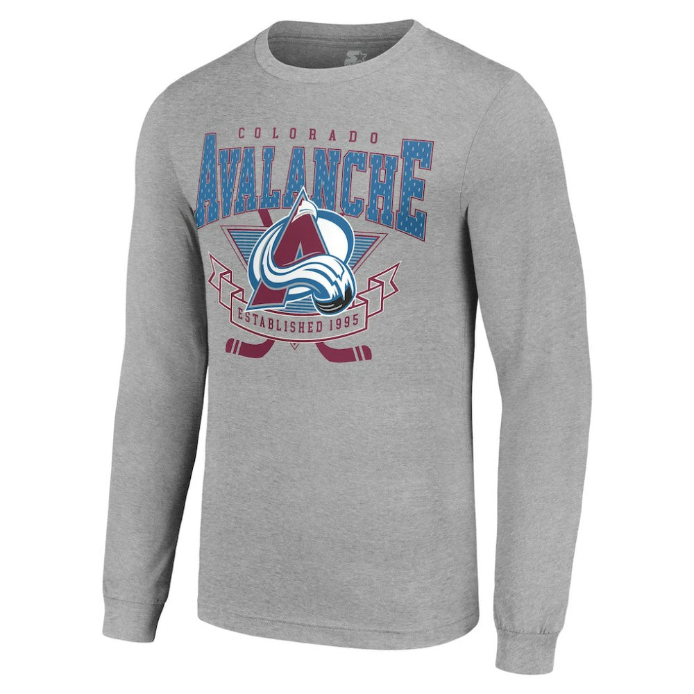 NHL Colorado Avalanche Starter '80s Inspired Team Logo Long Sleeve T-Shirt - Heather Gray