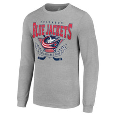 NHL Columbus Blue Jackets Starter '80s Inspired Team Logo Long Sleeve T-Shirt - Heather Gray