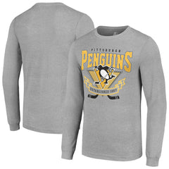 NHL Pittsburgh Penguins Starter '80s Inspired Team Logo Long Sleeve T-Shirt - Heather Gray