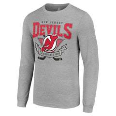 NHL New Jersey Devils Starter '80s Inspired Team Logo Long Sleeve T-Shirt - Heather Gray