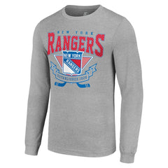 NHL New York Rangers Starter '80s Inspired Team Logo Long Sleeve T-Shirt - Heather Gray