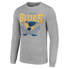 NHL St. Louis Blues Starter '80s Inspired Team Logo Long Sleeve T-Shirt - Heather Gray