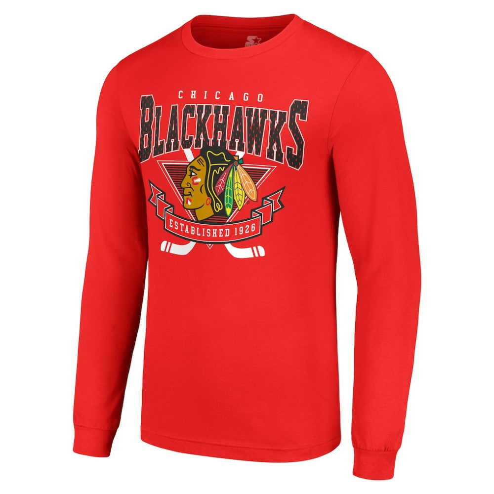 NHL Chicago Blackhawks Starter Team Logo Graphic Long Sleeve T-Shirt - Red