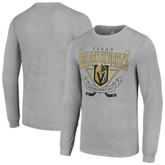 NHL Vegas Golden Knights Starter '80s Inspired Team Logo Long Sleeve T-Shirt - Heather Gray