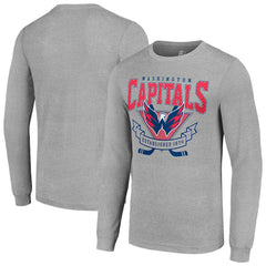NHL Washington Capitals Starter '80s Inspired Team Logo Long Sleeve T-Shirt - Heather Gray