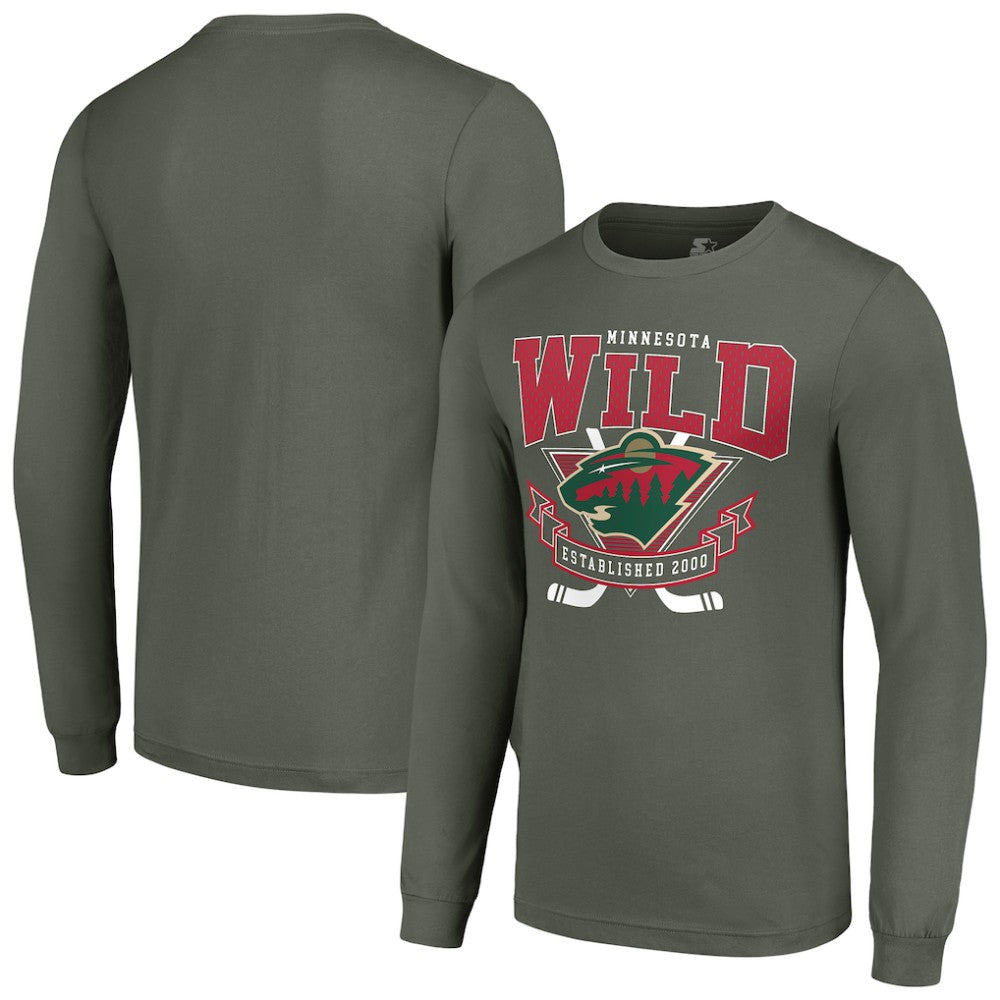 NHL Minnesota Wild Starter Team Logo Graphic Long Sleeve T-Shirt - Olive