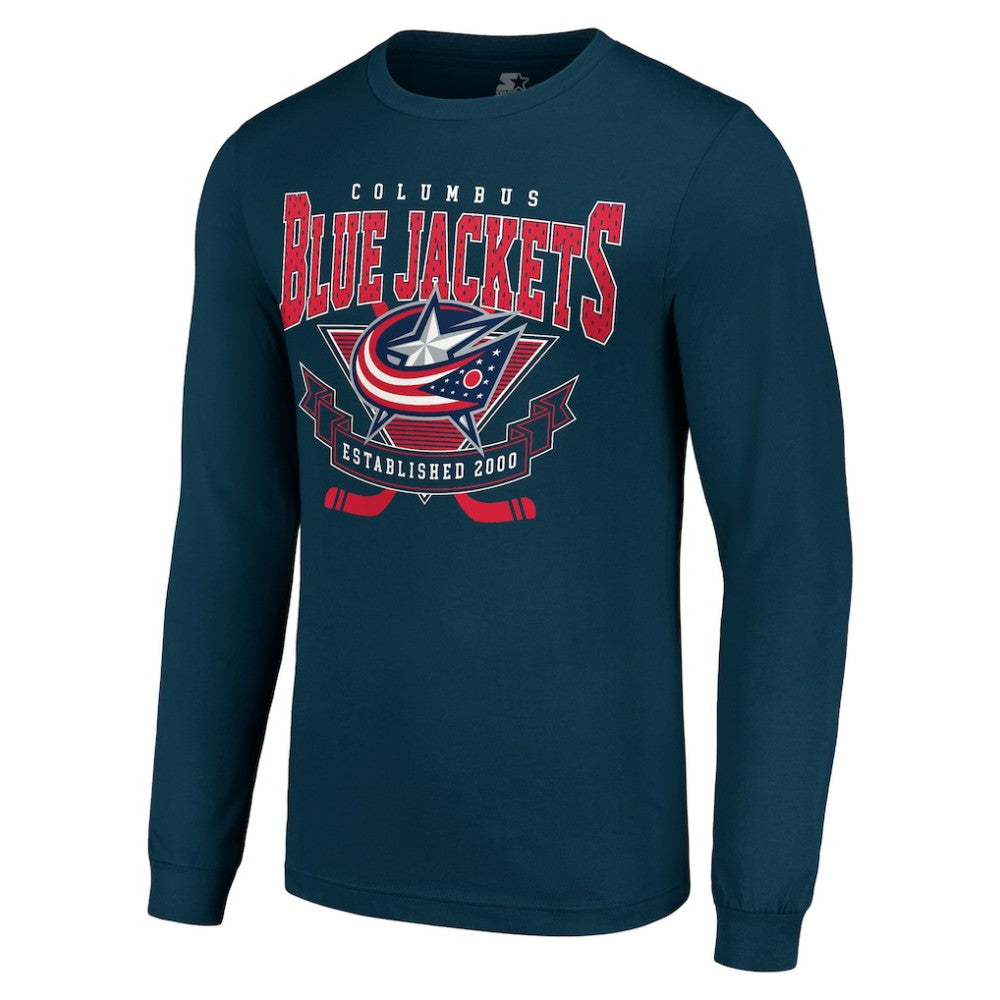 NHL Columbus Blue Jackets Starter Team Logo Graphic Long Sleeve T-Shirt - Navy