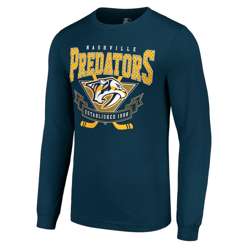 NHL Nashville Predators Starter Team Logo Graphic Long Sleeve T-Shirt - Navy