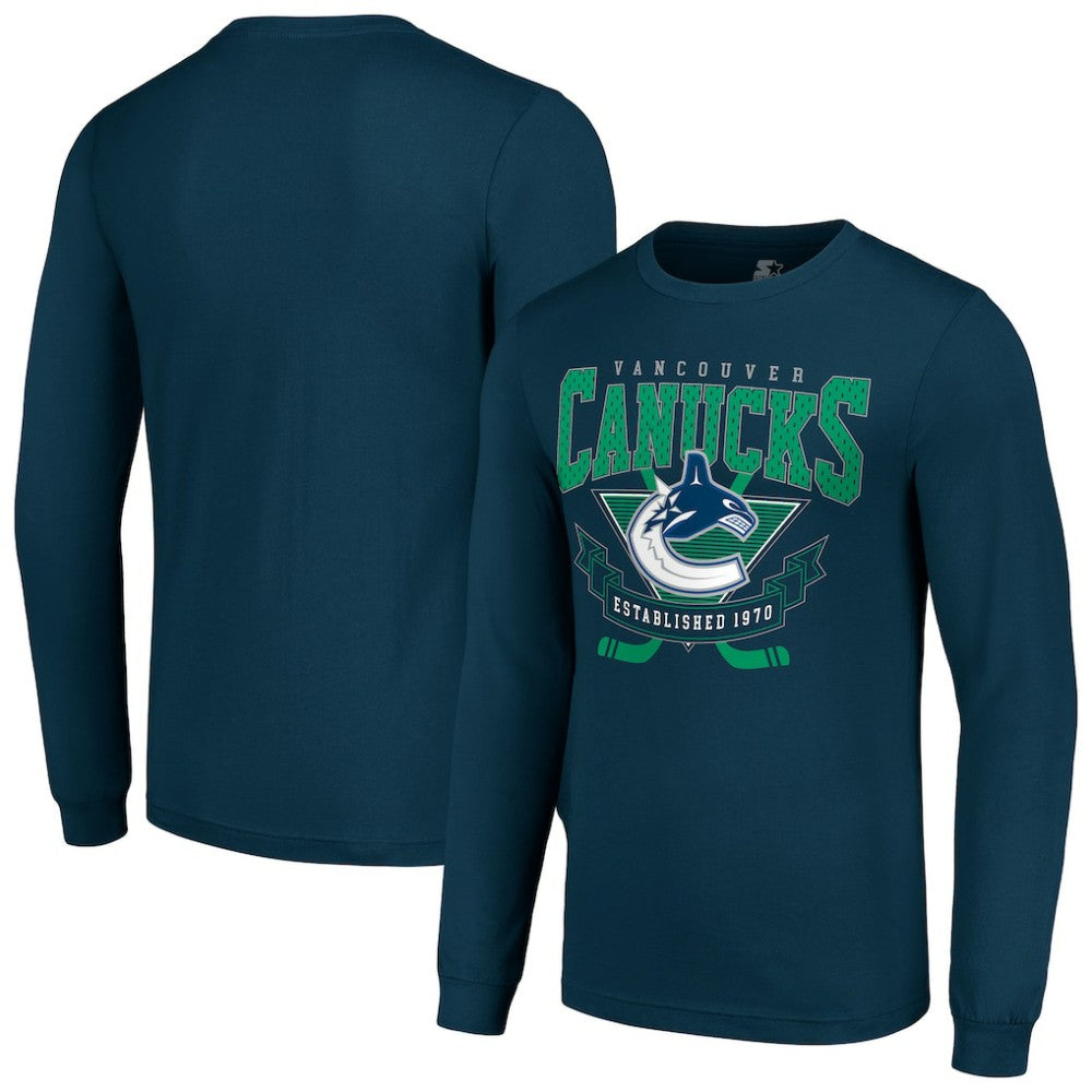 NHL Vancouver Canucks Starter Team Logo Graphic Long Sleeve T-Shirt - Navy
