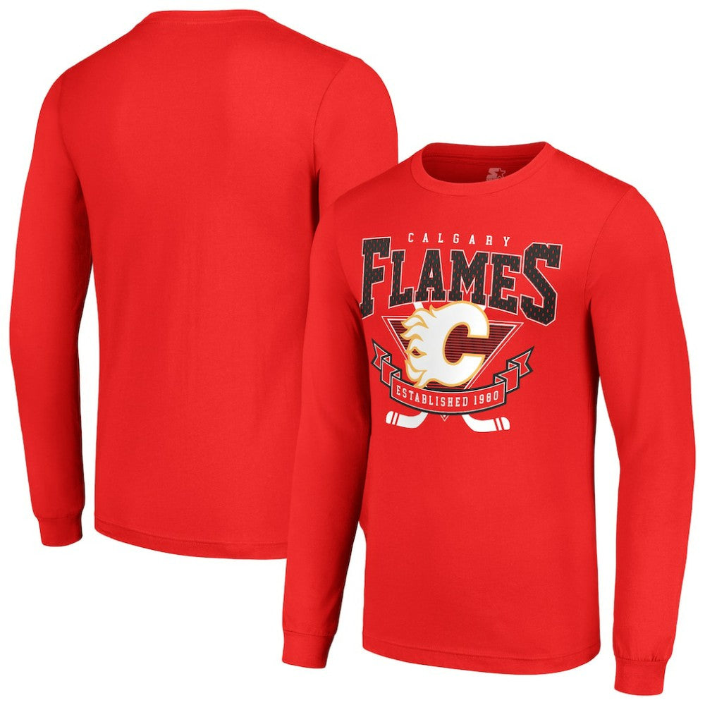 NHL Calgary Flames Starter Team Logo Graphic Long Sleeve T-Shirt - Red