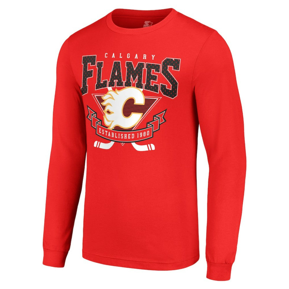 NHL Calgary Flames Starter Team Logo Graphic Long Sleeve T-Shirt - Red