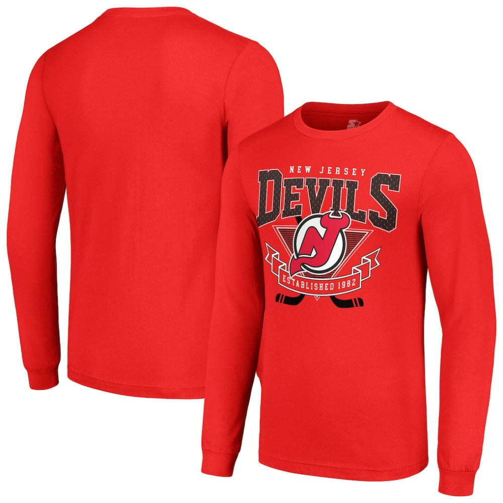NHL New Jersey Devils Starter Team Logo Graphic Long Sleeve T-Shirt - Red