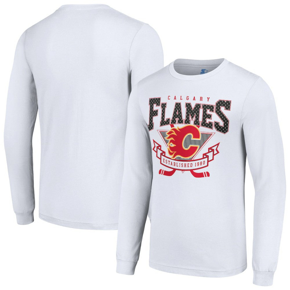 NHL Calgary Flames Starter Team Logo Graphic Long Sleeve T-Shirt - White