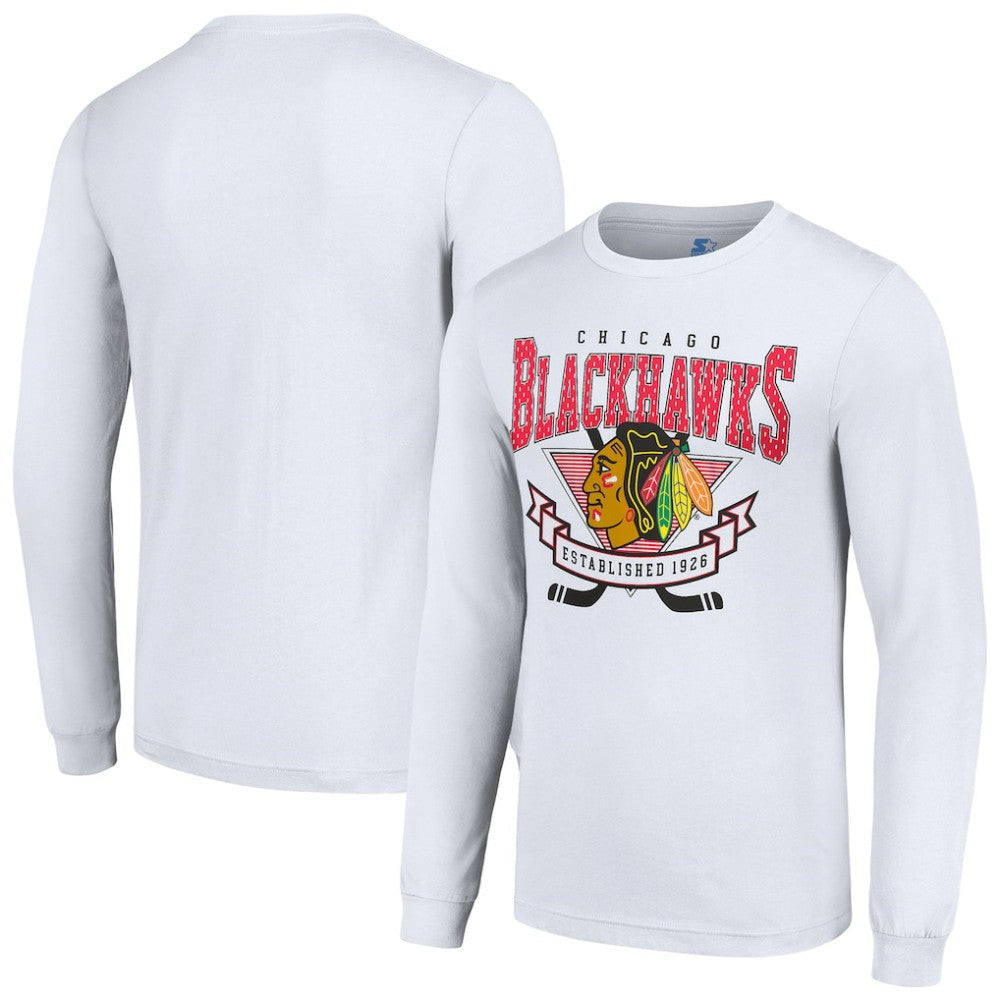 NHL Chicago Blackhawks Starter Team Logo Graphic Long Sleeve T-Shirt - White