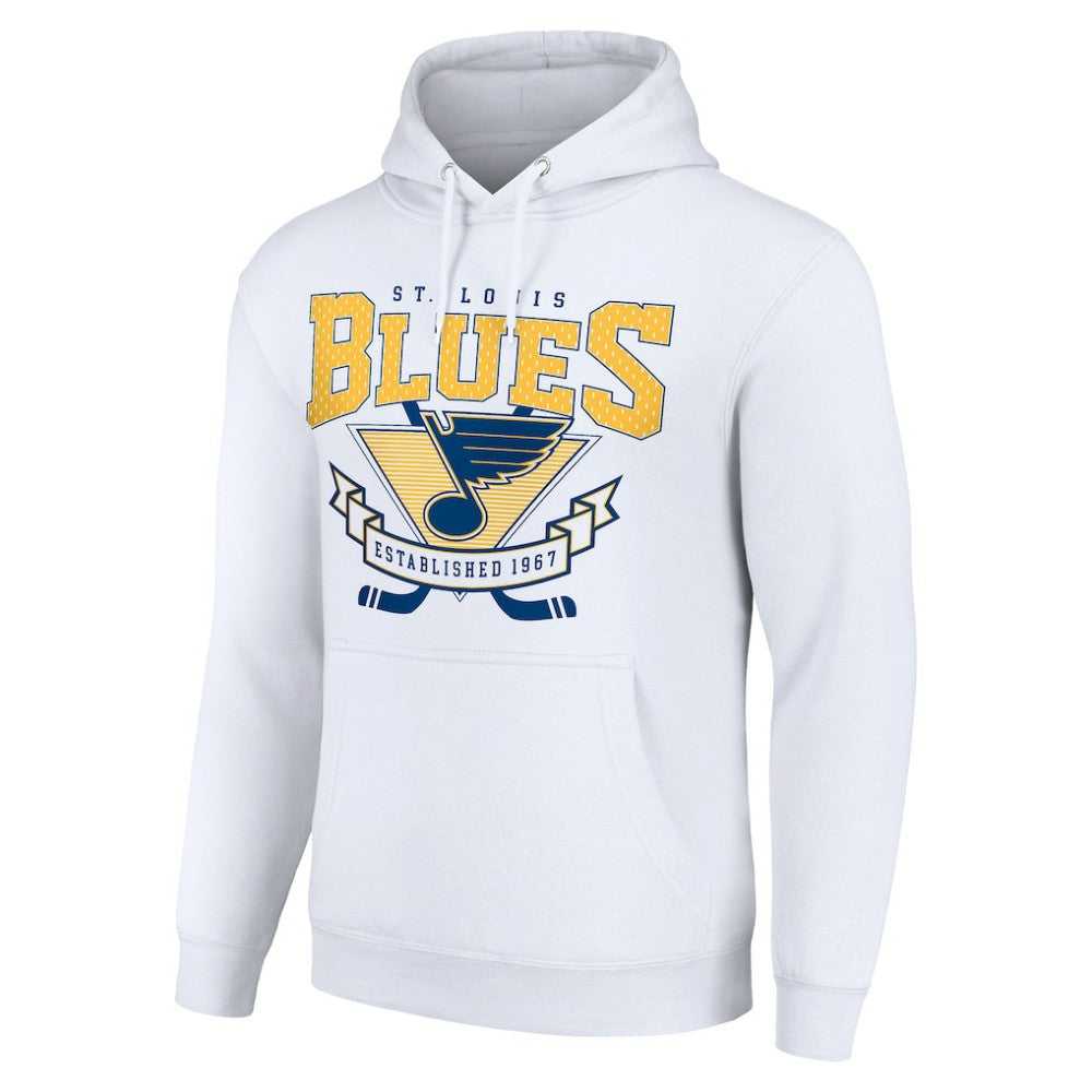 NHL St. Louis Blues Starter Team Logo Graphic Fleece Tri-Blend Pullover Hoodie - White