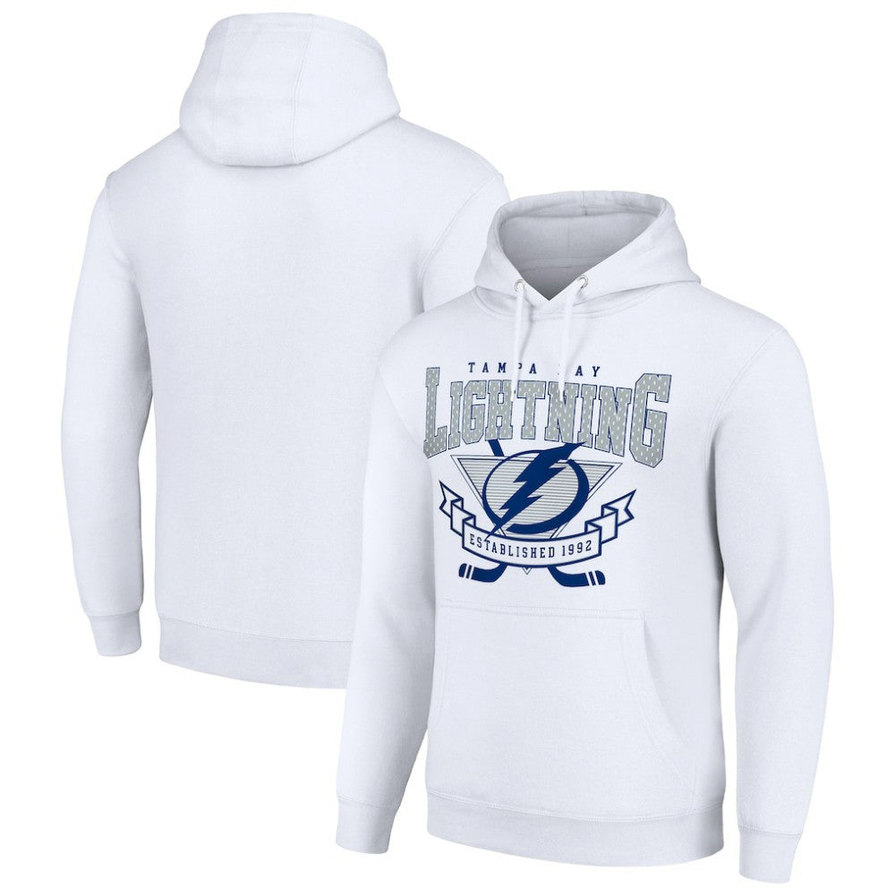 NHL Tampa Bay Lightning Starter Team Logo Graphic Fleece Tri-Blend Pullover Hoodie - White