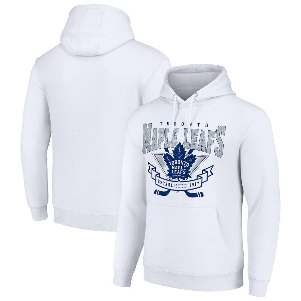 NHL Toronto Maple Leafs Starter Team Logo Graphic Fleece Tri-Blend Pullover Hoodie - White