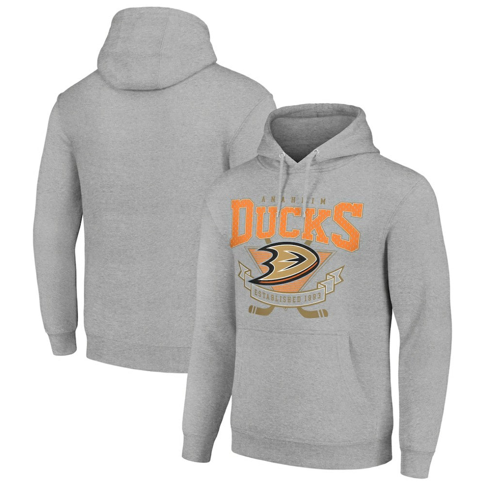 NHL Anaheim Ducks Starter Team Logo Graphic Fleece Tri-Blend Pullover Hoodie - Heather Gray