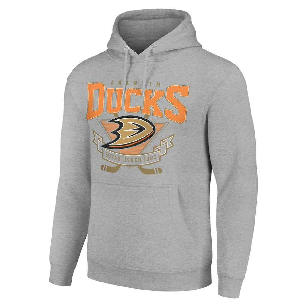 NHL Anaheim Ducks Starter Team Logo Graphic Fleece Tri-Blend Pullover Hoodie - Heather Gray