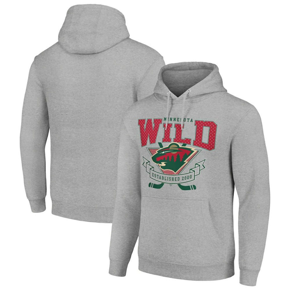 NHL Minnesota Wild Starter Team Logo Graphic Fleece Tri-Blend Pullover Hoodie - Heather Gray