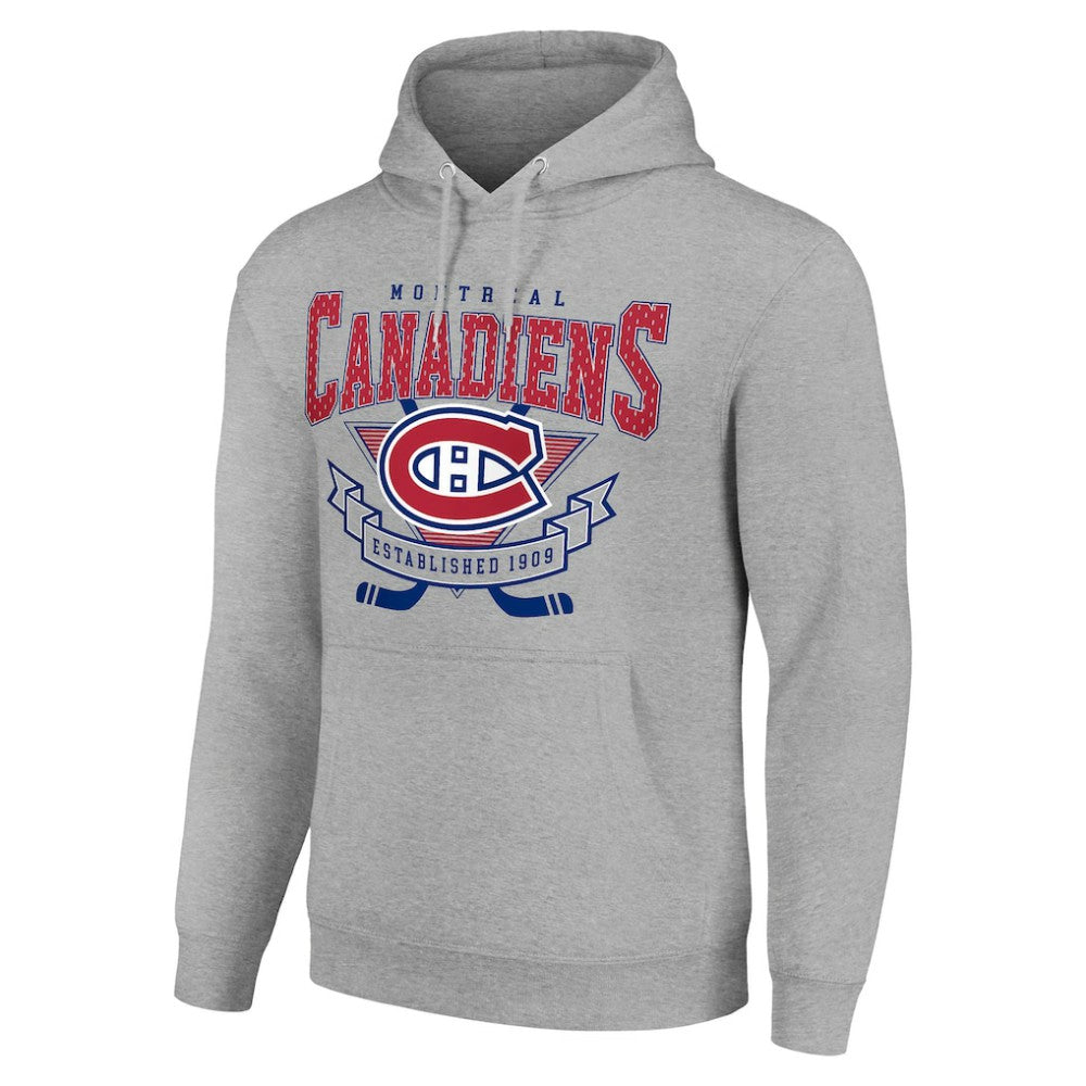 NHL Montreal Canadiens Starter Team Logo Graphic Fleece Tri-Blend Pullover Hoodie - Heather Gray