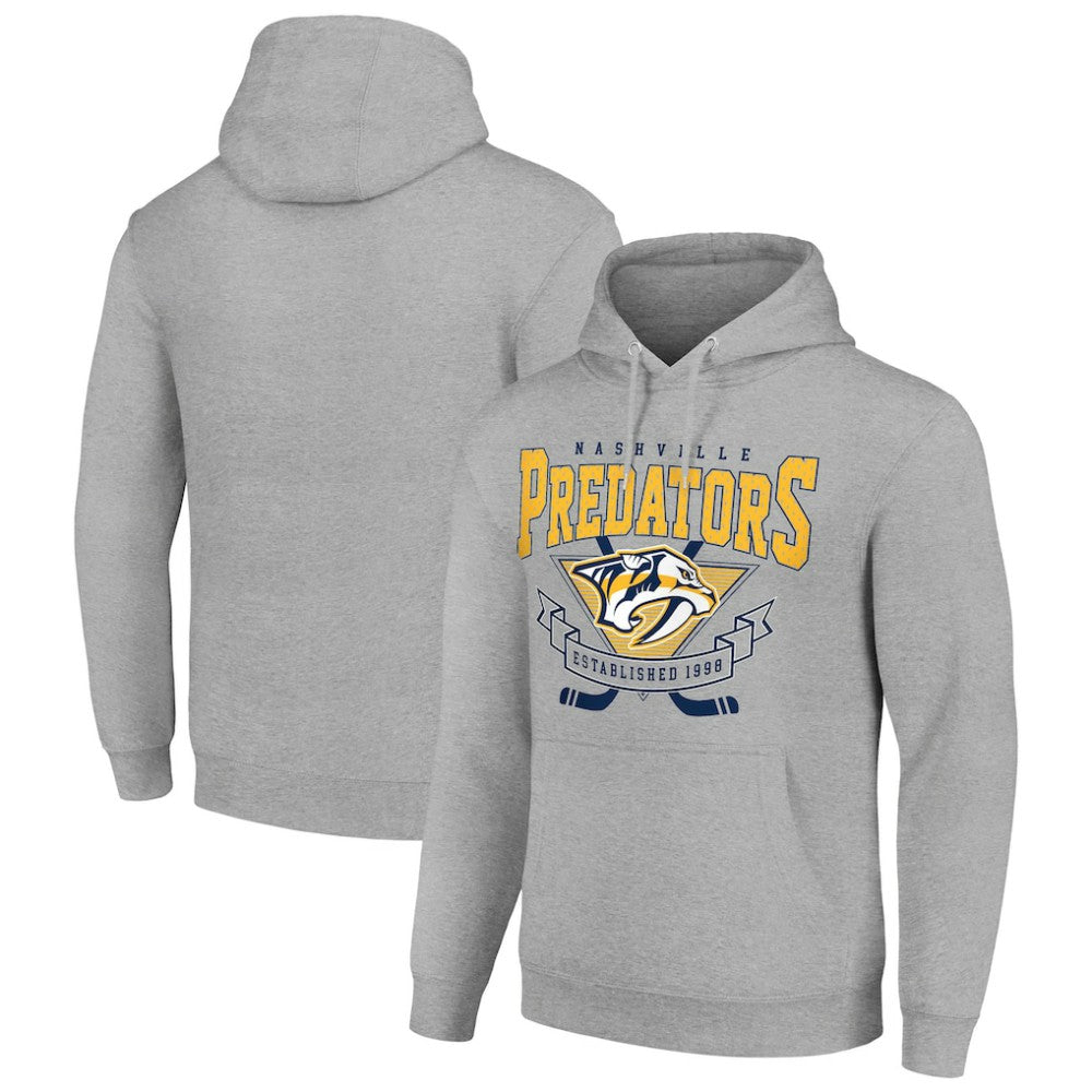 NHL Nashville Predators Starter Team Logo Graphic Fleece Tri-Blend Pullover Hoodie - Heather Gray