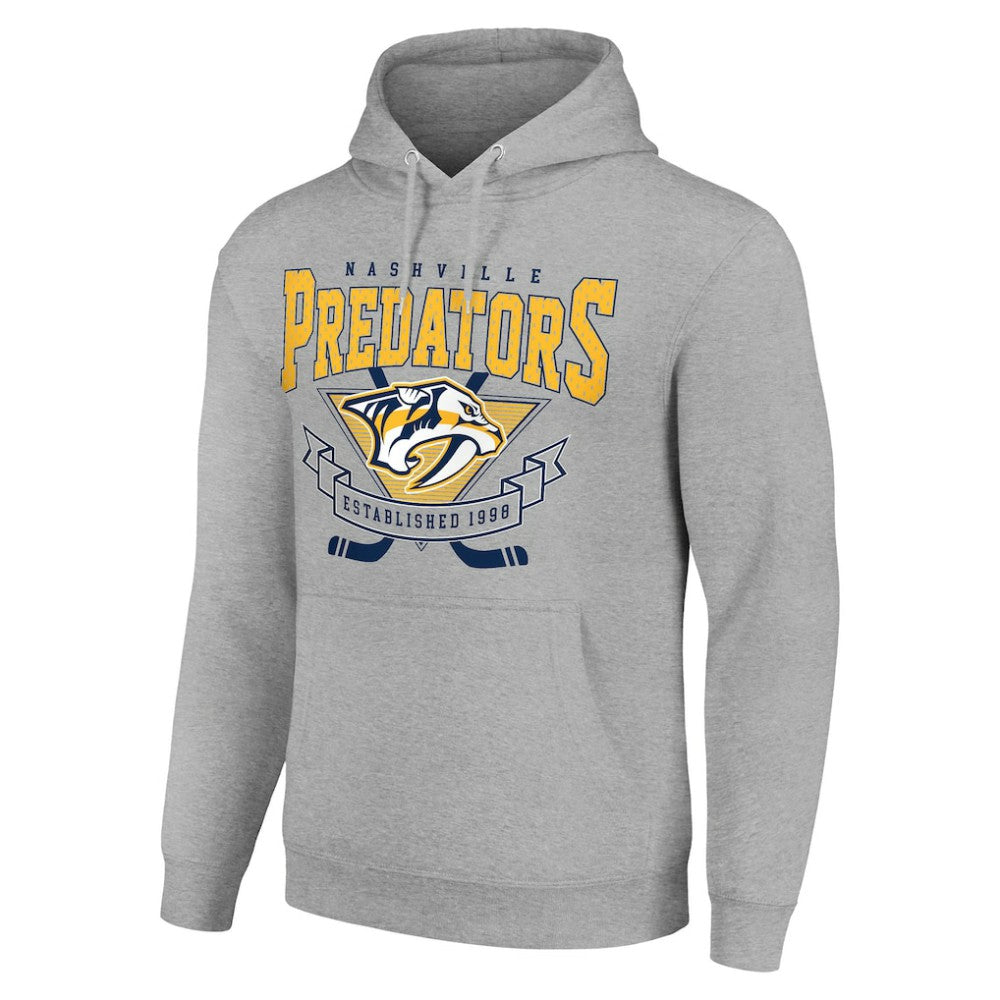 NHL Nashville Predators Starter Team Logo Graphic Fleece Tri-Blend Pullover Hoodie - Heather Gray