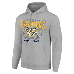 NHL Nashville Predators Starter Team Logo Graphic Fleece Tri-Blend Pullover Hoodie - Heather Gray