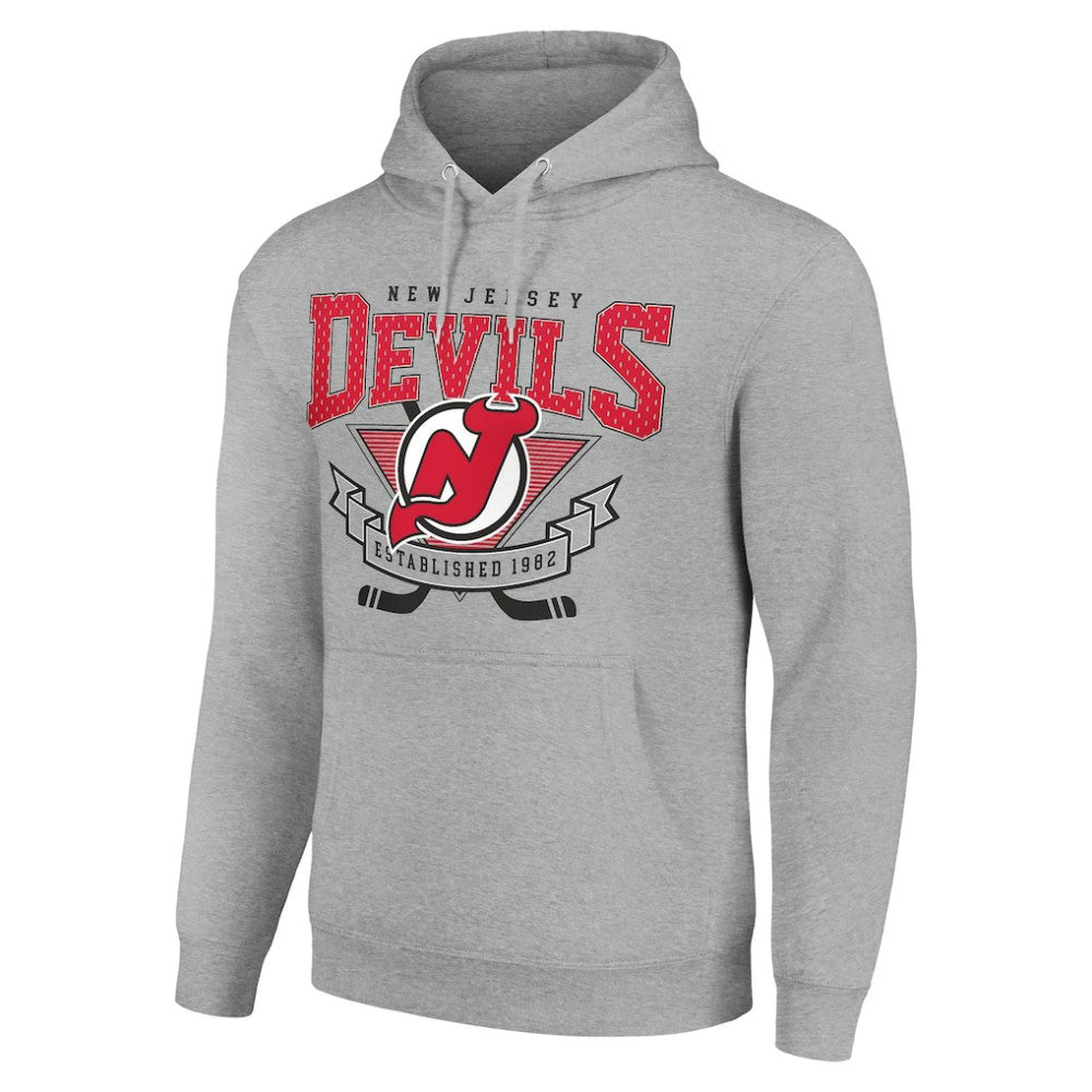 NHL New Jersey Devils Starter Team Logo Graphic Fleece Tri-Blend Pullover Hoodie - Heather Gray
