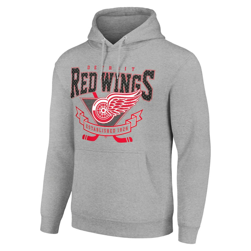 NHL Detroit Red Wings Starter Team Logo Graphic Fleece Tri-Blend Pullover Hoodie - Heather Gray