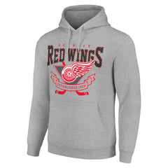 NHL Detroit Red Wings Starter Team Logo Graphic Fleece Tri-Blend Pullover Hoodie - Heather Gray