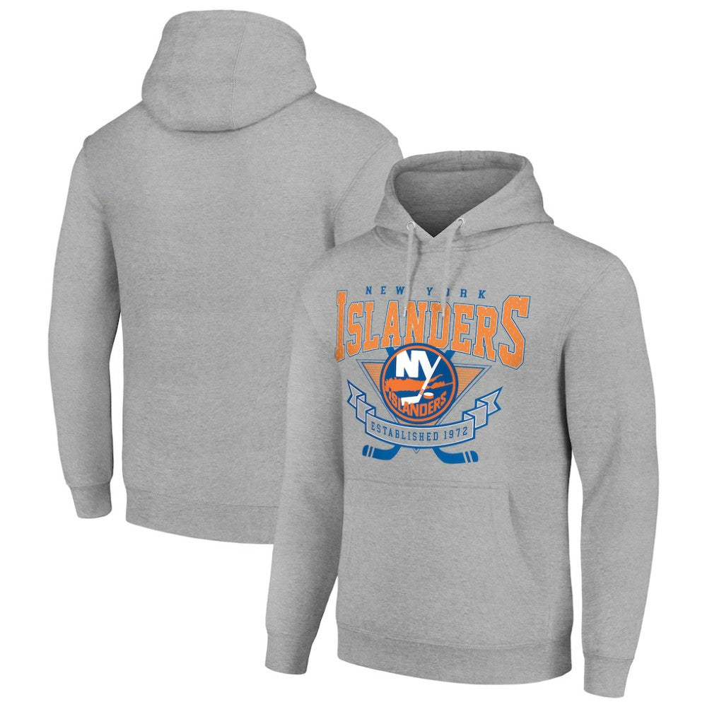 NHL New York Islanders Starter Team Logo Graphic Fleece Tri-Blend Pullover Hoodie - Heather Gray