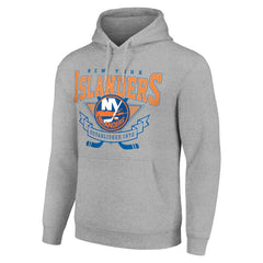 NHL New York Islanders Starter Team Logo Graphic Fleece Tri-Blend Pullover Hoodie - Heather Gray