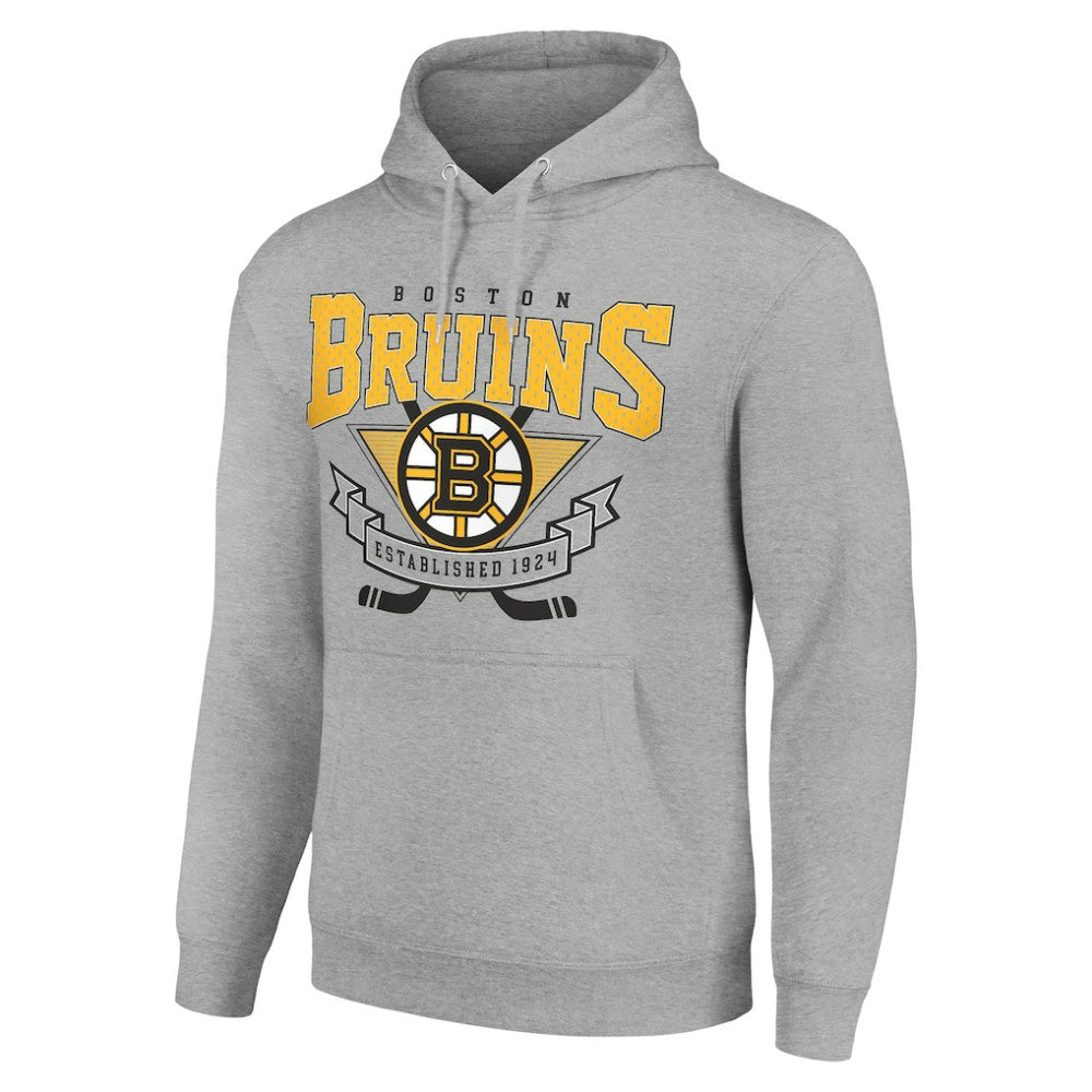 NHL Boston Bruins Starter Team Logo Graphic Fleece Tri-Blend Pullover Hoodie - Heather Gray