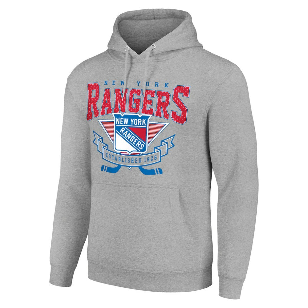 NHL New York Rangers Starter Team Logo Graphic Fleece Tri-Blend Pullover Hoodie - Heather Gray