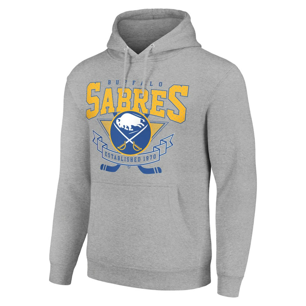 NHL Buffalo Sabres Starter Team Logo Graphic Fleece Tri-Blend Pullover Hoodie - Heather Gray